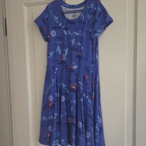 Princess Awesome Blue Kids Dress with Red Accents